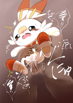 abdominal_bulge anthro anthro_penetrated blush bodily_fluids cum cum_in_vagina cum_inside cum_splatter dark_body dark_skin dominant dominant_human dominant_male duo faceless_character faceless_human faceless_male female female_on_human female_penetrated fur genital_fluids genitals holding_partner human_on_anthro human_penetrating human_penetrating_anthro interrobang interspecies larger_dom larger_human larger_male male male/female male_on_anthro male_penetrating male_penetrating_female penetration penis pokephilia questionable_consent reverse_fleshlight_position sex shaking simple_background size_difference smaller_anthro smaller_female smaller_penetrated submissive submissive_anthro submissive_female tears text vaginal vaginal_penetration vein veiny_penis white_body white_fur harusupu nintendo pokemon generation_8_pokemon human lagomorph mammal pokemon_(species) scorbunny hi_res japanese_text