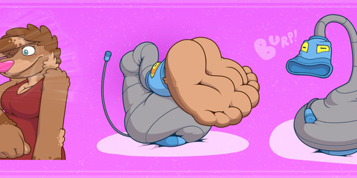 4_toes anthro burping compression cord_tail duo electric_cord feet female foot_focus hammerspace hammerspace_vore head_first humanoid_feet neck_bulge object_pred object_vore plantigrade soft_vore soles sound_effects suction toes toony vacuum_inhale vacuum_vore vore yellow_eyes kazjester animate_inanimate canid canine living_lamp mammal hi_res