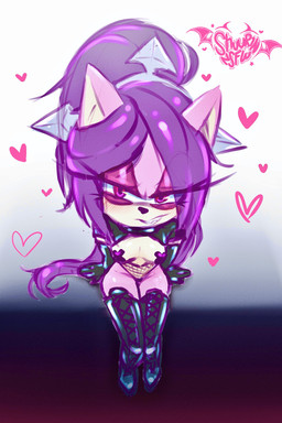 clothing female fur gloves hair handwear latex latex_clothing latex_gloves latex_handwear latex_skinsuit long_boots long_hair long_lashes looking_at_viewer pasties pink_body pink_eyes pink_fur purple_hair sitting skinsuit smile solo squinted_eyes tight_clothing viewed_from_above shuur1n_nsfw sega sonic_the_hedgehog_(series) star_the_spineless_hedgehog eulipotyphlan hedgehog mammal absurd_res hi_res