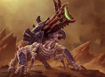 ambiguous_gender artillery claws cloud exoskeleton hooves mountain open_mouth outside purple_body purple_exoskeleton ranged_weapon rock sand sharp_teeth solo star teeth weapon corytregoerdner hasbro magic:_the_gathering warhammer_(franchise) warhammer_40000 wizards_of_the_coast exocrine tyranid 2021 absurd_res digital_media_(artwork) hi_res official_art