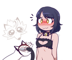 ambiguous_gender anthro begging bell bell_collar blush breasts buttplug buttplug_tail collar duo embarrassed fake_tail female female/ambiguous female_focus human_focus pleading_eyes plug_(sex_toy) sex_toy shaking solo_focus surprised giidenuts nintendo pokemon generation_7_pokemon human lycanroc mammal midday_lycanroc pokemon_(species) hi_res male_(lore)