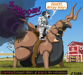 anthro anthro_on_feral ball_fur barn belly bestiality big_belly bloated bodily_fluids broken_robot cloud cum cumshot dialogue digestion_noises dominant dominant_anthro duo ejaculation exhaust exhaust_smoke farm fart feral gas_pedal genital_fluids glitch horn machine male male/male malfunction masturbation motion_lines mushroom_cloud narrowed_eyes oil oil_leak oil_stain onomatopoeia orgasm penile penile_masturbation post_digestion reins riding_on_back saddle shaking smoke smoke_from_anus smoke_from_vent sound_effects speech_bubble squint steam text unusual_bodily_fluids vore bluthederg conditional_dnp zelkothezeeb nintendo pokemon zelko avian bird chicken equid equine galliform generation_5_pokemon hybrid mammal phasianid pokemon_(species) robot robot_feral scolipede zebra digital_media_(artwork) english_text pixel_(artwork)