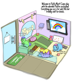 air_conditioner ambiguous_feral ambiguous_gender baby_talk ball blue_body blue_fur blue_hair blue_tail dialogue door electronics eyes_closed feral fur glass_door green_body green_fur group hair happy hug i_can't_believe_it's_not_feces kibble lying on_back orange_hair orange_tail paint paper pet_food pet_store pink_hair pink_tail purple_hair purple_tail smile standing store tail television text toy_block window yellow_body yellow_fur young young_ambiguous young_feral carpdime fluffy_pony fluffy_pony_(species) mammal digital_media_(artwork) english_text shaded