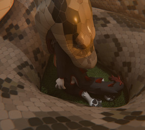 anthro forked_tongue mouth_shot open_mouth outside size_difference smaller_anthro swallowing tongue unwilling_prey vore dyrmun canid canine freakhound mammal reptile scalie snake 3d_(artwork) absurd_res digital_media_(artwork) hi_res