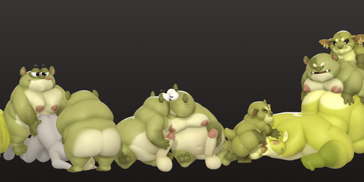 anthro balls_deep belly big_butt big_eyes butt circumcised doggystyle ear_piercing fellatio female female/female fingering from_behind_position genitals green_body grey_body group group_sex jerking_off_another kiss_on_lips kissing larger_sub male male/male muscular nomad_sculpt_(artwork) oral orgy penetration penile penis piercing sex size_difference small_top spitroast spots submissive tongue tongue_out nutpillow bea_(nutpillow) goblin heciple_goblin human itty-bit_goblin mammal snugtum_goblin 3d_(artwork) absurd_res digital_media_(artwork) hi_res