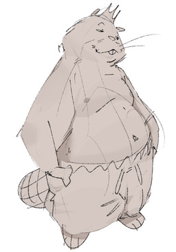 anthro bottomwear bulge clothing crown detailed_bulge genital_outline headgear king male overweight overweight_male penis_outline royalty shorts solo standing rscdinner disney hoppers_(disney) pixar king_george_(hoppers) beaver mammal rodent 2026 sketch