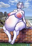 anthro belly big_belly big_breasts big_nipples bovid breasts caprine female fur goat hi_res huge_belly hyper hyper_pregnancy kobu_art mammal mature_anthro mature_female nipples nude pregnant pregnant_anthro pregnant_female solo thick_thighs toriel undertale_(series) white_body white_fur