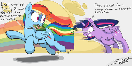 angry book cloud duo female feral flying horn motion_blur running simple_background text wings worried sketchcomedy friendship_is_magic hasbro my_little_pony mythology rainbow_dash_(mlp) twilight_sparkle_(mlp) equid equine mammal mythological_creature mythological_equine pegasus winged_unicorn 2:1 absurd_res english_text hi_res
