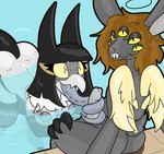 erection fellatio female genitals interspecies long_tongue looking_at_viewer male male/female multi_eye oral penile penis sex swimming_pool tongue shizameakanzatsu avian lagomorph leporid mammal marine nevrean rabbit absurd_res hi_res