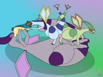 4:3 alternate_color ambiguous_gender anal anal_penetration anus bisexual blue_body blush dated eeveelution electro_(electro_the_dragon) electro_the_dragon entwined_tails fellatio female female/ambiguous female_penetrated feral flat_colors flygon foursome generation_2_pokemon generation_3_pokemon genitals green_body grey_body group group_sex hand_holding hi_res hybrid_pokemon kissing male male/ambiguous male/female male/male male_(lore) male_penetrating male_penetrating_female nintendo open_mouth oral penetration penile penile_penetration penis penis_in_ass penis_in_pussy pokemon pokemon_(species) quilava red_eyes scarf sex signature simple_background synge tail tail_coil tongue tongue_out umbreon vaginal vaginal_penetration wings yellow_eyes