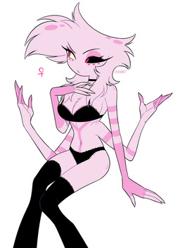 4_arms big_breasts bra breasts butt clothing crossgender female freckled_butt freckled_shoulders freckles lingerie mtf_crossgender multi_arm multi_limb panties simple_background solo underwear white_background enaic31 hazbin_hotel hellaverse angel_dust arachnid arthropod demon humanoid spider absurd_res hi_res