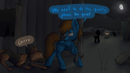 alternate_universe ambiguous_gender dialogue duo_focus feathered_wings feathers female feral group hair night quadruped silhouette sneaking text wings marsminer fallout fallout_equestria friendship_is_magic hasbro microsoft my_little_pony mythology dogmeat fan_character raider_(fallout) sunnyside canid canine canis domestic_dog equid equine mammal mythological_creature mythological_equine pegasus 2015 crossover digital_media_(artwork) english_text hi_res