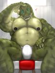 anthro barazoku biped black_nipples blue_eyes clothed clothing hand_on_head heart_symbol male musclegut muscular muscular_anthro muscular_male navel nipples open_mouth pose seductive sitting solo spread_legs spreading teeth underwear mspaox crocodile crocodilian reptile scalie 2017 hi_res