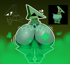 ambiguous_gender big_butt bubble_butt butt fart fart_cloud fart_fetish farting_at_viewer feral gradient_background green_body green_fart_cloud looking_back open_mouth presenting simple_background smile solo tail triangle_head darasuke nsfwfuan garn47 drilly_(garn47) drill_dragon 2025 digital_media_(artwork) hi_res shaded