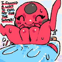 animated_gif bald black_text blush blush_lines bodily_fluids closed_smile exclamation_point eyelashes eyes_closed featureless_feet featureless_hands feet female food genitals glistening glistening_genitalia glistening_vulva grey_body leaning leaning_backward legs_up mouth_closed multicolored_body noseless nude nude_female nude_humanoid on_food plump_labia popsicle red_body smile solo squigglevision sweat text vulva ligma_(artist) miraculous_ladybug tikki_(miraculous_ladybug) arthropod beetle cucujoid humanoid insect ladybug ladybug_humanoid 1:1 2026 animated archived_source digital_drawing_(artwork) digital_media_(artwork) english_text handwritten_text short_playtime wigglypaint_(artwork)