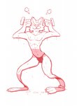 abs anthro blush bodily_fluids cartoon_physics clothing flattened male paper_flattened simple_background solo sweat underwear weights eccentricchimera canid canine canis mammal wolf 2022 character_request hi_res sketch