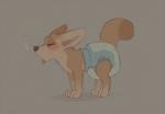 blush bodily_fluids clothing diaper feral male open_mouth quadruped shaking solo standing tears tongue trembling skidoo canid canine fennec_fox fox mammal true_fox digital_media_(artwork)