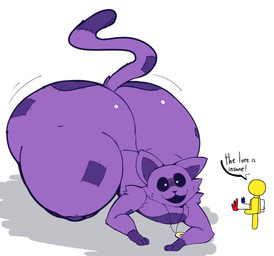 anthro big_butt butt male purple_body solo stick_figure thick_thighs yellow_body guooo123456 mob_entertainment poppy_playtime smiling_critters catnap_(poppy_playtime) domestic_cat felid feline felis human mammal hi_res