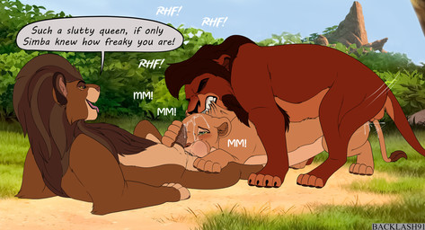 age_difference animal_genitalia animal_penis ball_suck balls_in_mouth bite bodily_fluids brown_body brown_fur brown_hair cheating_wife cuckold cum cum_in_vagina cum_inside cum_on_face erection feline_genitalia feline_penis female feral feral_on_feral feral_penetrated feral_penetrating feral_penetrating_feral fur genital_fluids genitals group group_sex hair infidelity male male/female mane mmf_threesome older_female oral penetration penile penile_penetration penis penis_in_vagina quadruped scruff_bite sex sucking tan_body tan_fur text threesome tongue tongue_out trio vaginal vaginal_penetration backlash91 conditional_dnp disney the_lion_guard the_lion_king kovu_(the_lion_king) nala_(the_lion_king) surak_(the_lion_guard) felid lion mammal pantherine english_text hi_res pseudo_incest_(lore)