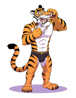 4_toes 5_fingers abs anthro biped black_claws black_lips black_stripes blue_eyes brown_hair bulge cheek_tuft claws clothed clothing countershade_face countershade_torso countershading dipstick_tail eye_color_transformation eye_roll facial_tuft feet finger_claws fingers fur hair half-closed_eyes inner_ear_fluff lips male markings mask mask_pull masking muscular muscular_anthro muscular_male narrowed_eyes navel open_mouth orange_body orange_fur pawpads paws pecs pink_nose pink_pawpads plantigrade shadow simple_background skinsuit smile snout solo standing stripes suiting tail tail_markings teeth tight_clothing toe_claws toes tongue tuft underwear underwear_only whiskers white_background white_body white_fur yellow_sclera nickwolf epic_games fortnite oscar_(fortnite) felid human mammal pantherine tiger 2026 absurd_res hi_res shaded smaller_version_at_source