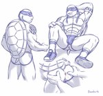 anal_fluids anthro anus athletic athletic_anthro athletic_male bodily_fluids bulge butt clothing fingers footwear genital_fluids genitals hand_on_butt jockstrap male mask shell shoes simple_background socks spread_butt spread_legs spreading standing tail tattoo underwear baraturts teenage_mutant_ninja_turtles teenage_mutant_ninja_turtles_(2014) leonardo_(tmnt) reptile scalie turtle digital_media_(artwork)