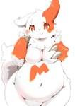 anthro blush breasts female medium_breasts overweight overweight_female smile smiling_at_viewer solo cpon555 nintendo pokemon generation_3_pokemon pokemon_(species) zangoose hi_res