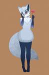 anthro arctic_fox big_ears big_eyes black_nose breasts brown_eyes canid canine chest_tuft cocaine-leopard conditional_dnp eyebrows female flower fox happy hi_res mammal plant pose sheep_and_wolves simone_(sheep_and_wolves) simple_background small_breasts smile solo standing true_fox tuft wizart_animation
