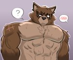 abs anthro biceps big_muscles black_nose blind disability eye_scar facial_scar male muscular muscular_anthro muscular_male pecs scar shoulder_scar solo rahzorart epic_games fortnite hajime_(fortnite) canid canine mammal raccoon_dog tanuki 2025 colored hi_res