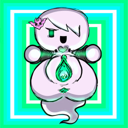anus female front_view genitals glowing glowing_eyes glowing_genitalia glowing_vulva green_anus green_insides green_vulva hair hair_over_eye looking_at_viewer multicolored_vulva not_furry one_eye_obstructed presenting presenting_vulva solo two_tone_vulva vulva white_body young dzk cartoon_network the_amazing_world_of_gumball carrie_krueger ghost humanoid spirit 2021 full-length_portrait hi_res portrait