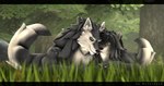 anthro anthro_on_anthro black_nose duo face_lick female forest fur grass grey_body grey_fur grey_hair hair licking lying lying_on_grass lying_on_ground male male/female multicolored_body multicolored_fur nature nude nude_anthro nude_female nude_male on_front on_grass on_ground outdoor_nudity outside plant smile tail tongue tongue_out tree two_tone_body two_tone_fur white_body white_fur wolfikous petruz_(modeler) canid canine canis mammal wolf 3d_(artwork) digital_media_(artwork) hi_res source_filmmaker_(artwork)
