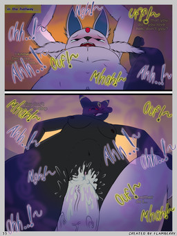 amazon_position anthro black_body black_fur black_nose blush bodily_fluids breasts cum cum_in_vagina cum_inside dominant dominant_female duo erection female female_penetrated forehead_gem fur gem genital_fluids genitals looking_at_viewer male male/female male_penetrating male_penetrating_female moan nipples nude onomatopoeia open_mouth penetration penile penile_penetration penis pink_body pink_fur pokemorph red_eyes sex simple_background smile sound_effects text vaginal vaginal_penetration vulva flamberry_(artist) nintendo pokemon estung_venizee_neon_(flamberry) unomia_venizee_flare_(flamberry) canid canine canis eeveelution espeon generation_2_pokemon mammal pokemon_(species) umbreon absurd_res comic digital_drawing_(artwork) digital_media_(artwork) english_text hi_res ibispaint_(artwork) cousins_(lore) incest_(lore)