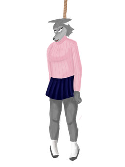 anthro asphyxiation corpse death female female_death hanged noose solo suicide silvialikescherries canid canine canis mammal wolf 3:4 hi_res