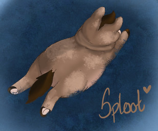 ambiguous_feral ambiguous_gender blue_background brown_body brown_fur brown_hair brown_hooves brown_tail feral fur hair hooves lying on_front rear_view simple_background solo sploot tail tan_body tan_fur text young young_ambiguous young_feral lemoncurds fluffy_pony fluffy_pony_(species) mammal 2025 digital_media_(artwork) english_text shaded