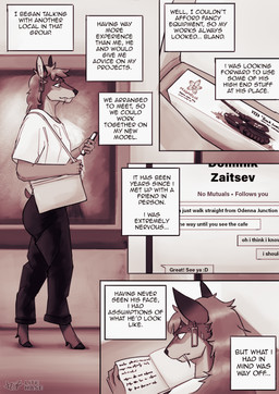 accessory anthro dialogue ear_piercing ear_ring electronics fangs hair long_hair male phone piercing pouch_(clothing) ring_piercing simple_background solo speech_bubble teeth text litehase vash_(litehase) deer mammal moschid musk_deer comic english_text hi_res monochrome
