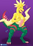 anthro balls blueumbra bottom_swap breasts claws dracozolt dragon fangs feathers female_symbol fossil_pokemon gender_symbol generation_8_pokemon genitals green_body green_skin gynomorph hi_res intersex lizard long_neck masturbation muscular muscular_anthro muscular_gynomorph muscular_intersex mythological_creature mythological_scalie mythology nintendo nipples penile penile_masturbation penis pokemon pokemon_(species) reptile scales scalie solo symbol tail teeth tongue tongue_out wings yellow_body yellow_skin