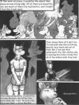 anthro bottomwear canid canine clothed clothing comic english_text facial_piercing female fox fully_clothed greyscale group leomagna lip_piercing mammal monochrome nightclub piercing skirt tail text traditional_media_(artwork)