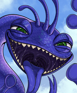 anthro bodily_fluids dripping forked_tongue green_eyes imminent_vore looking_at_viewer male mouth_shot open_mouth purple_body purple_tongue saliva saliva_drip sharp_teeth simple_background solo teeth throat tongue uvula bastet_thec4t disney monsters_inc pixar randall_boggs monster reptile scalie hi_res