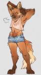 anthro biped canid canine clothed clothing digital_media_(artwork) fully_clothed fur grey_background happy male mammal maned_wolf pubes saltyratchan simple_background smile solo standing