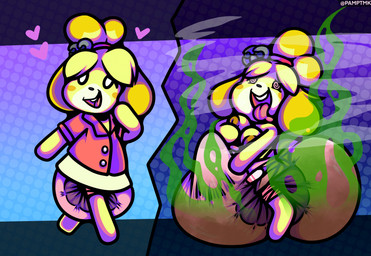 anthro before_and_after big_diaper bodily_fluids breasts bulge clean_diaper clothed clothing cum cum_in_diaper diaper diaper_bulge erection erection_in_diaper excessive_feces feces floating_heart genital_fluids gooning gynomorph heart_symbol huge_diaper hyper hyper_feces hyper_soiling intersex masturbation musk nipple_masturbation nipples soiled_diaper soiling solo spiral spiral_eyes stink_fumes tenting tongue tongue_out topless topless_gynomorph topless_intersex unclean_diaper used_diaper pamptmk animal_crossing nintendo isabelle_(animal_crossing) canid canine canis domestic_dog mammal shih_tzu toy_dog hi_res