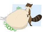 abdominal_bulge anthro anthro_pred belly belly_grab belly_tuft big_belly black_nose blorp brown_body brown_ears brown_fur cheek_tuft chest_tuft digestion digestion_noises eyes_closed facial_tuft fur gluttony groan groaning groaning_belly hand_on_belly hand_on_own_belly holding_belly holding_stomach huge_belly male male_pred motion_lines obese obese_anthro obese_male onomatopoeia overweight overweight_anthro overweight_male rumbling_stomach same_size_vore satisfaction satisfied satisfied_look simple_background solo sound_effects stuffing tail tan_body tan_fur tan_underbelly text three-quarter_view tuft unseen_prey vore willing_pred sonicdestiny dreamworks over_the_hedge rj_(over_the_hedge) mammal procyonid raccoon 2025 hi_res portrait three-quarter_portrait