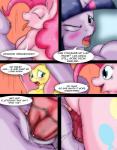 2014 anthro anthrofied blue_eyes blush bodily_fluids comic conditional_dnp cum cutie_mark dialogue digital_media_(artwork) earth_pony english_text equid equine erection female fluttershy_(mlp) friendship_is_magic fur genital_fluids genitals group gynomorph gynomorph/female gynomorph_penetrating hair hasbro hi_res horn horse inside intersex intersex/female intersex_penetrating long_hair mammal multicolored_hair my_little_pony mythological_creature mythological_equine mythology one_eye_closed open_mouth penetration penis pink_body pink_fur pink_hair pinkie_pie_(mlp) pony purple_body purple_eyes purple_fur purple_hair pussy sex suirano text twilight_sparkle_(mlp) two_tone_hair unicorn vaginal vaginal_penetration vein veiny_penis watermark yellow_body yellow_fur