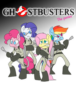blue_body blue_eyes boots clothing eyewear female footwear glasses group horn pink_eyes shoes newjm friendship_is_magic ghostbusters hasbro my_little_pony mythology fluttershy_(mlp) pinkie_pie_(mlp) rainbow_dash_(mlp) rarity_(mlp) equid equine ghost horse mammal mythological_creature mythological_equine pony spirit unicorn hi_res