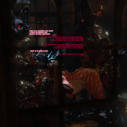 anal anal_penetration anthro antlers armor being_watched bodily_fluids butt candle clothing cuff_(restraint) cum cum_in_ass cum_in_mouth cum_inflated_belly cum_inflation cum_inside cum_on_back cum_on_butt cum_on_hand cum_on_leg cum_while_chaste dialogue doggystyle dungeon ejaculation excessive_cum excessive_genital_fluids fellatio from_behind_position fubcon gauntlets genital_fluids genitals gloves group group_sex guard handwear holding_tail horn inflation inside knot knotted_penis looking_at_another looking_up male male/male oral penetration penile penis profanity restraints secretly_loves_it sex shackled_wrists shackles spitroast tail text threesome trio wings sanythefox sany_van_fox canid canine fox lagomorph mammal wolpertinger 1:1 3d_(artwork) absurd_res digital_media_(artwork) english_text hi_res