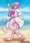 5_toes alternate_species anklet beach beverage_can big_breasts big_feet bikini bracelet breasts clothing coat feet female hair huge_feet humanoidized jewelry lab_coat long_tail navel pink_body pink_hair seaside smile smiling_at_viewer soles solo swimwear tail toes topwear two-piece_swimsuit mhicky93 nintendo pokemon kyna_(kynainabottle) generation_1_pokemon humanoid legendary_pokemon mew_(pokemon) pokemon_(species) absurd_res hi_res