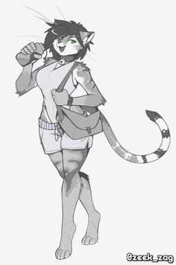 anthro bell bottle bottomwear breasts clothed clothing collar container dolphin_shorts exercise female fur green_eyes hair looking_at_viewer one-piece_swimsuit open_mouth shorts simple_background smile solo swimwear swimwear_under_clothing water_bottle zeekzag helia_peppercats domestic_cat felid feline felis mammal 2019 absurd_res black_and_white digital_media_(artwork) hi_res monochrome