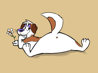 anthro anus butt featureless_crotch flower male monobutt null plant presenting presenting_anus presenting_hindquarters raised_tail solo tail toony x_anus campa canid canine canis domestic_dog mammal molosser mountain_dog saint_bernard 4:3 hi_res