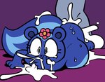 4_fingers ambiguous_penetration anthro anthro_penetrated belly black_eyebrows black_eyes black_nose blue_body blue_ears blue_fur blue_inner_ear blue_tail bodily_fluids butt cheek_bulge covering covering_mouth cum cum_from_mouth cum_in_mouth cum_inflation cum_inside cum_on_arm cum_on_butt cum_on_feet cum_on_ground cum_on_hand cum_on_tail cum_pool cum_pooling cum_splatter cum_through duo excessive_cum excessive_genital_fluids eyebrows eyelashes faceless_character faceless_male feet female female_focus female_penetrated fingers flower_on_head from_behind_position fucked_silly fur genital_fluids grey_body hand_on_mouth heart_nose heart_symbol inflation leaking_cum long_tail looking_pleasured lying male male/female male_penetrating male_penetrating_anthro male_penetrating_female messy multicolored_body multicolored_fur on_front orgasm penetration penile penile_penetration purple_background sex shadow simple_background solo_focus standing tail tail_aside tears toes two_tone_body two_tone_fur two_tone_tail wide_eyed young young_anthro young_penetrated yopy happy_tree_friends petunia_(htf) mammal mephitid skunk unknown_species 2023 digital_media_(artwork) hi_res adult_(lore)