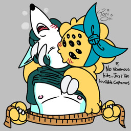 3_fingers 4_arms 8_eyes anthro bdsm black_nose blue_body blue_clothing blue_fur blue_kerchief blush bondage bound breath clothed clothing clothing_lift directional_arrow duo fangs female fingers fluffy fluffy_hair fur green_clothing green_hair green_shirt green_topwear hair headgear headgear_only headkerchief headkerchief_only headwear headwear_only holding_head imminent_sex kerchief kerchief_only kissing kissing_neck male male/female mostly_nude multi_arm multi_eye multi_limb nipples open_mouth shirt shirt_lift short_hair snout tape_measure teeth text topwear white_body white_fur yellow_body yellow_fur toni_oni avon_(unsureumbra) sunny_(toni_oni) arachnid arthropod canid canine fox mammal spider 1:1 credits english_text