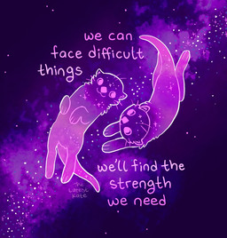 ambiguous_gender anthro cosmic_background duo fur pink_body pink_eyes positive_message star tail text translucent translucent_body whiskers the_latest_kate mammal mustelid otter digital_drawing_(artwork) digital_media_(artwork) english_text signature