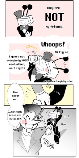 blush clothing dialogue duo electronics for_a_head hair hat headgear headwear male not_furry open_mouth screen screen_face teeth television text spmtnlove deltarune undertale_(series) spamton_g._spamton tenna_(deltarune) addison_(deltarune) darkner humanoid object_head screen_head tv_head comic digital_media_(artwork) english_text hi_res